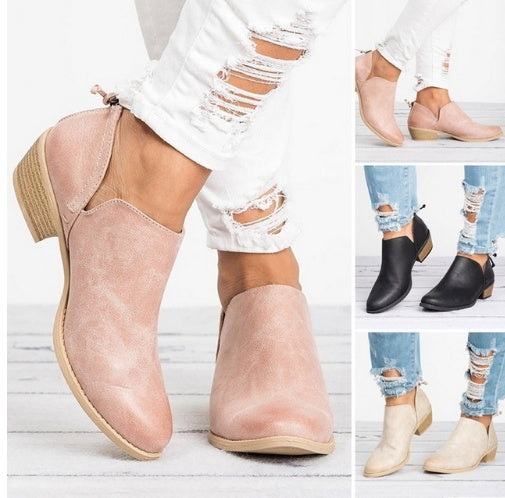 Women’s Faux Suede Ankle Boots with Back Zipper