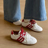 Women’s White & Red Retro Lace-Up Sneakers