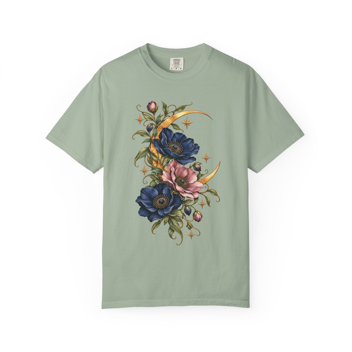 Moonlit Botanical Crescent Floral Moon Tee | Comfort Colors®