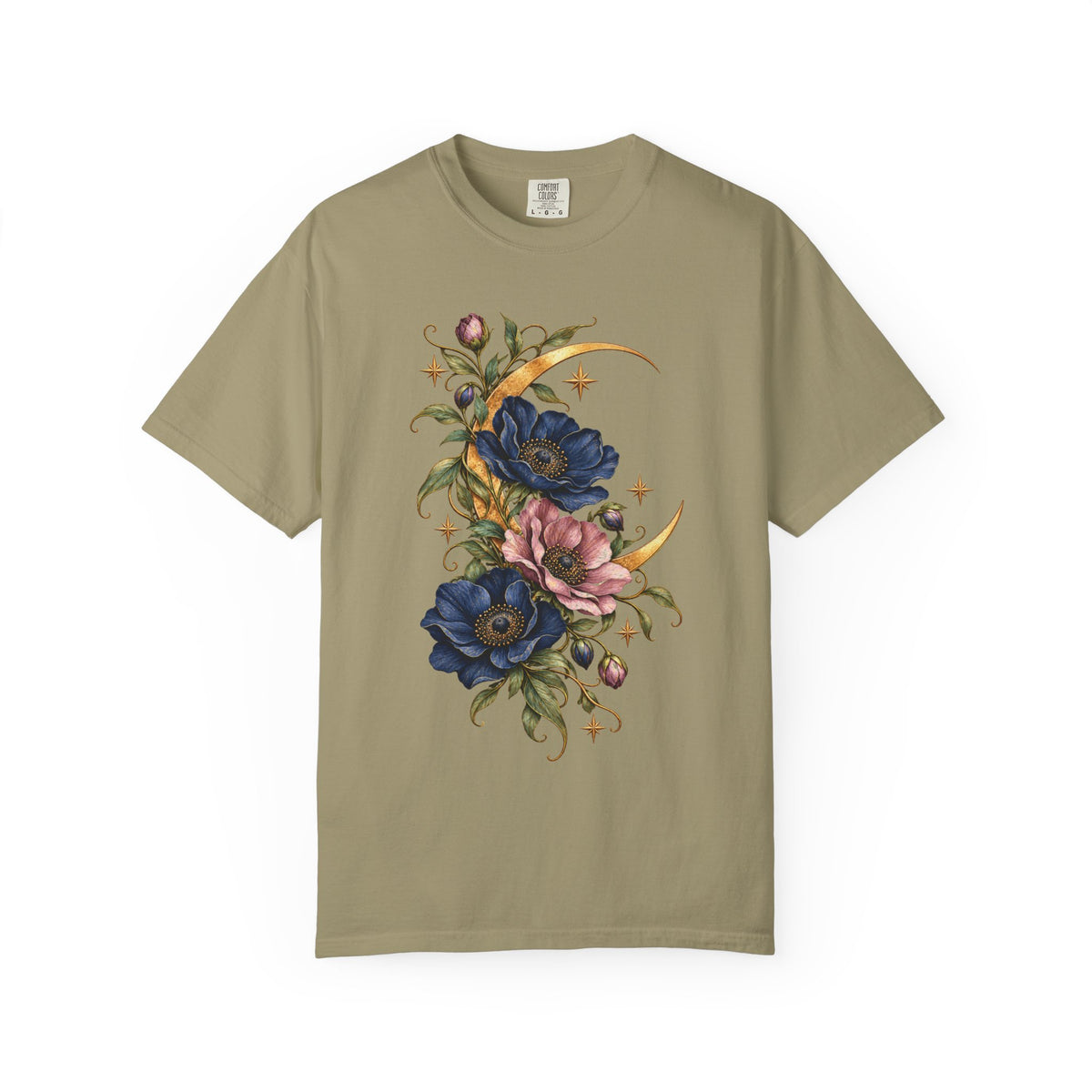 Moonlit Botanical Crescent Floral Moon Tee | Comfort Colors®