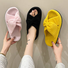 Fleece Bow Slide Slippers — Open Toe