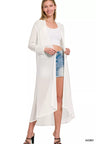 Zenana Ivory Sheer Mesh Open-Front Duster Cardigan