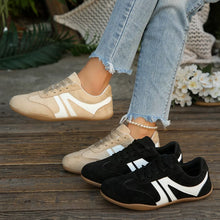 Retro Contrast Lace-Up Sneakers — Black or Beige