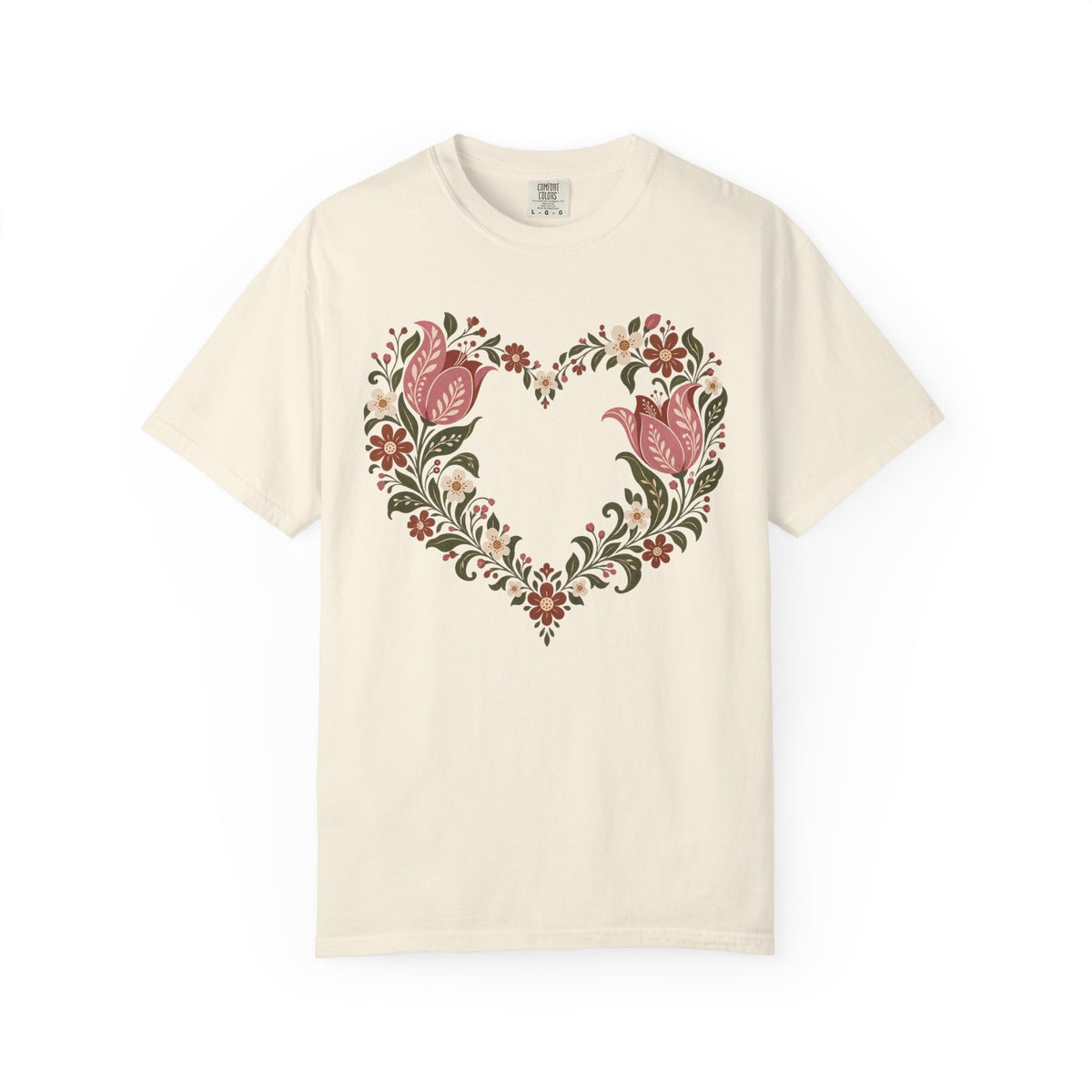 Folk Art Tulip Heart Floral Graphic Tee | Comfort Colors®