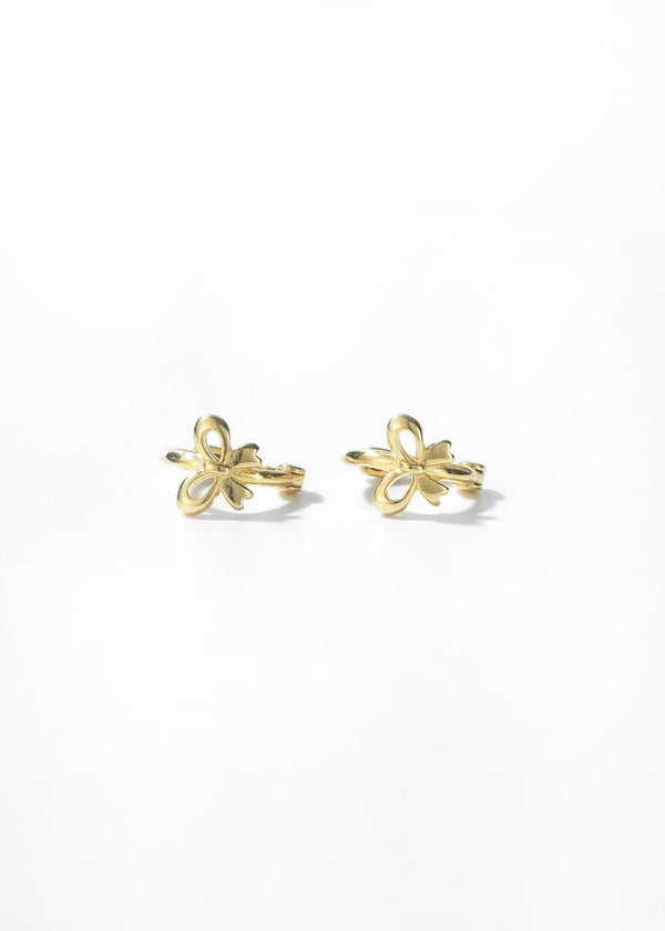 Wimsico Bow Huggie Earrings — Gold or Silver