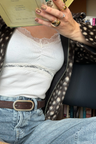 Tiradia Brown Cork Belt for Women — 1-Inch Width