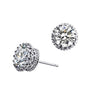 Flower Cubic Zirconia Stud Earrings — 18K White Gold-Plated