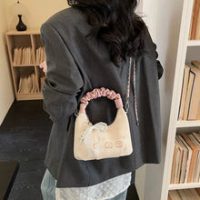 Cream Mini Crossbody Bag with Pink Ruched Handle