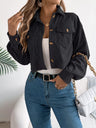 Corduroy Button-Up Drop-Shoulder Jacket – Pocketed