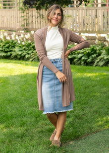 Inherit Co. Kylin Long Open-Front Ribbed Cardigan