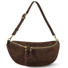 TAKEASY Genova Italian Suede Crescent Crossbody Bag