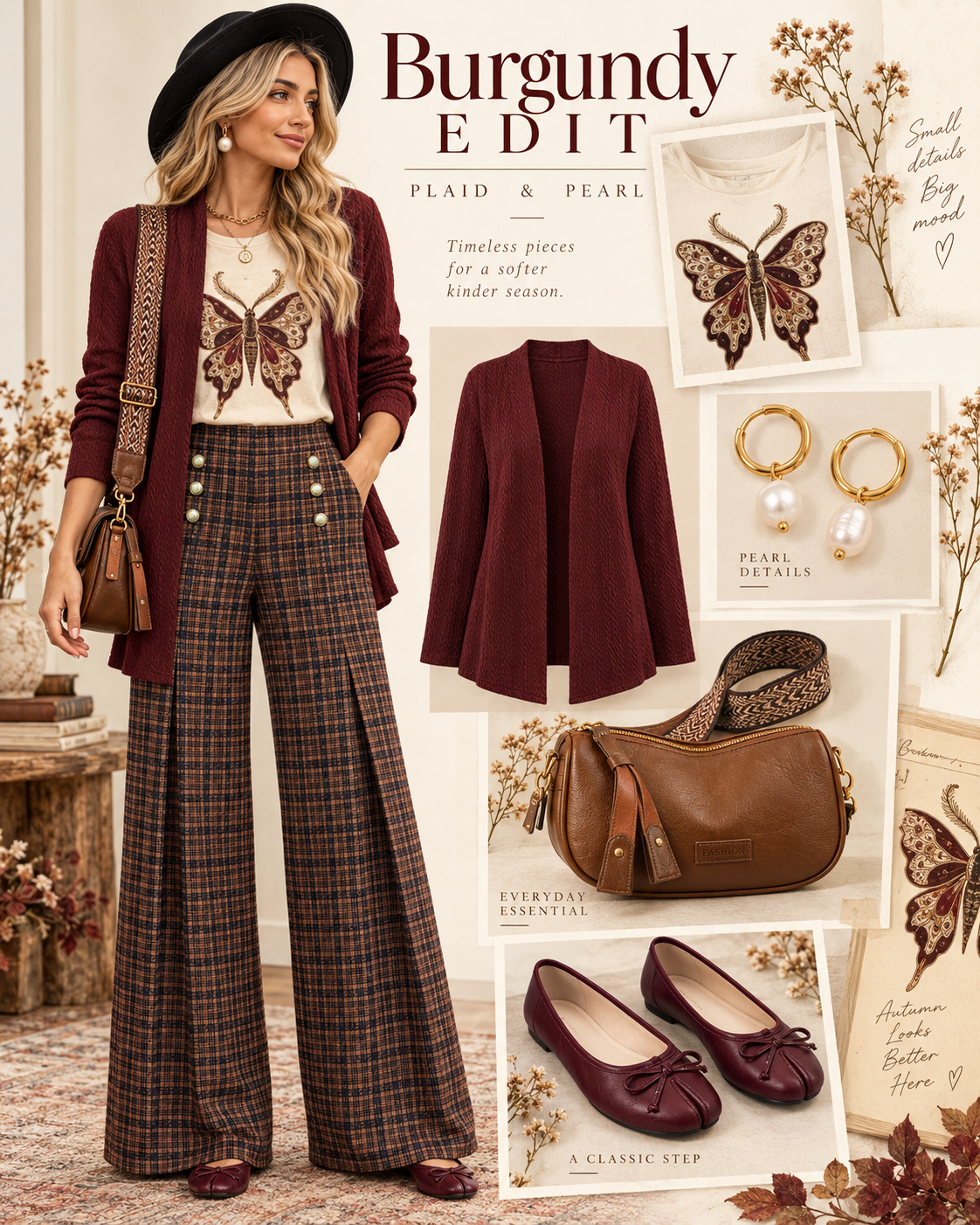 Burgundy Edit — Plaid & Pearl