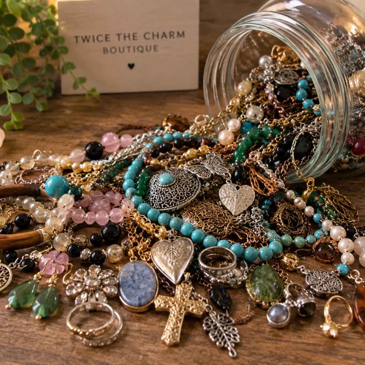 Curated mystery jewelry treasure unboxing bag