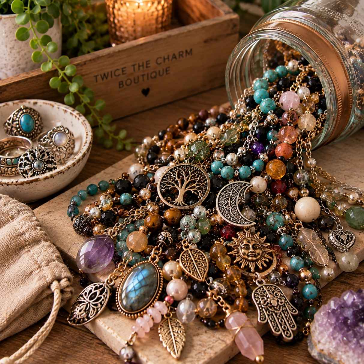 Handpicked vintage gemstone and charm mystery lot