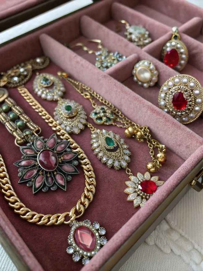 Eclectic collection of vintage and thrifted jewelry